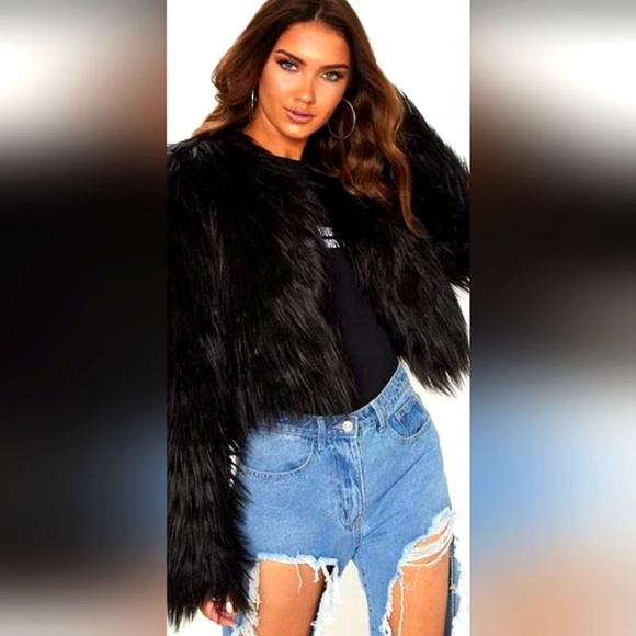 NWT: KENAR FAUX FUR Jacket Black size Small - Picture 1 of 6